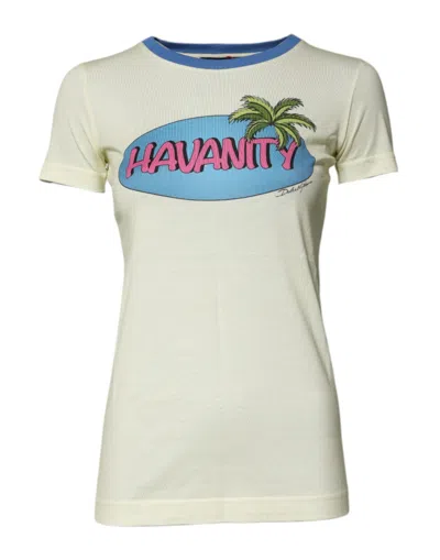 Dolce & Gabbana Yellow Havanity Round Neck Tee Cotton T-shirt