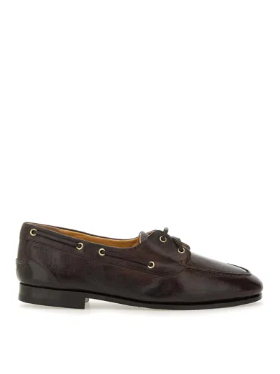 Bally Black Heel Derby Shoes In Brown