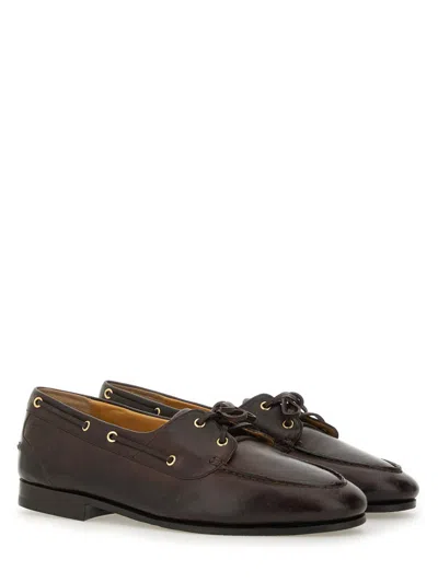 Bally Black Heel Derby Shoes In Brown