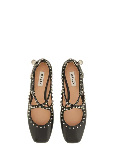Bally Beliska Studded Leather Ballet Flats
