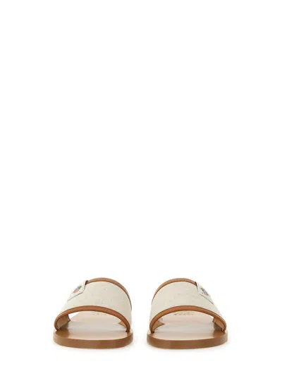 Bally Logo Patch Open-toe Slides In Brown