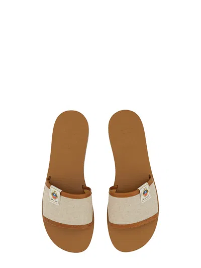Bally Logo Patch Open-toe Slides In Brown