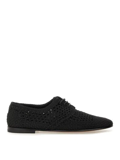 Dolce & Gabbana Black Woven Fabric Derby
