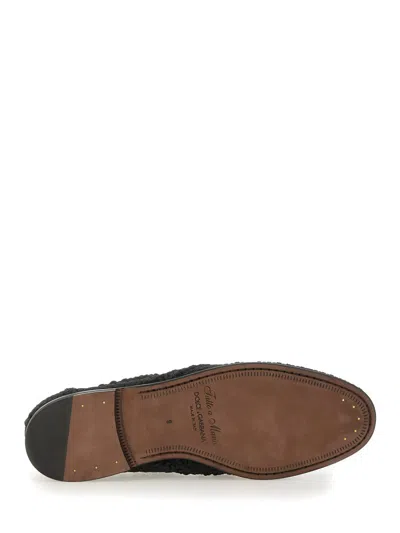 Dolce & Gabbana Black Woven Fabric Derby