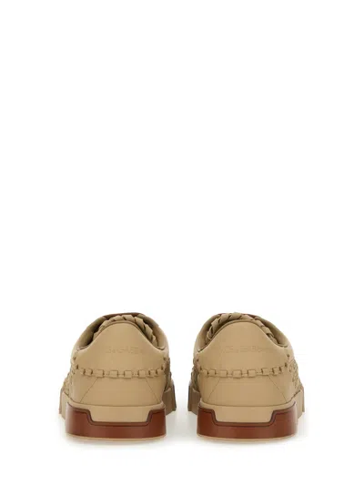Dolce & Gabbana Cappuccino Leather Portofino Sneakers In Brown