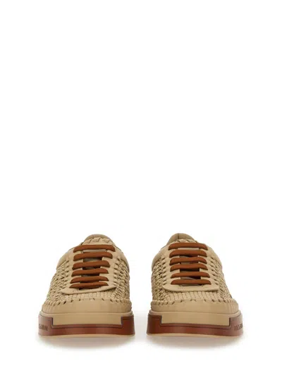 Dolce & Gabbana Cappuccino Leather Portofino Sneakers In Brown