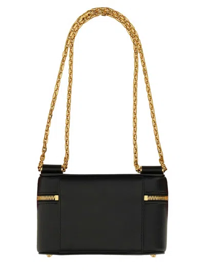 Dolce & Gabbana Sicily Leather Shoulder Bag With Metal Logo Tag In Black