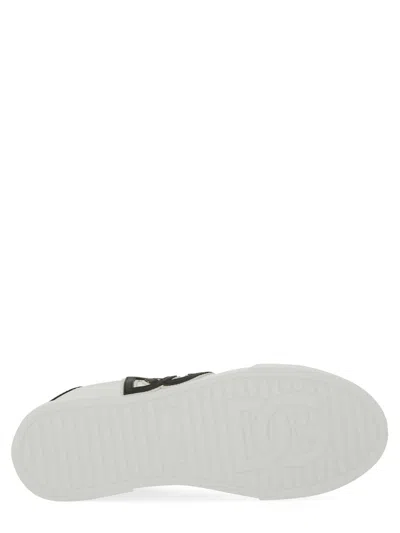 Dolce & Gabbana Portofino Logo-tag Leather Sneakers In White