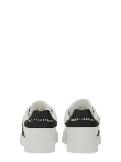 Dolce & Gabbana Portofino Logo-tag Leather Sneakers In White