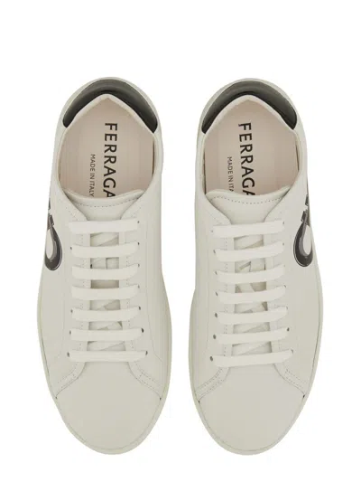 Ferragamo Double Gancini Brandy1 Sneakers In White