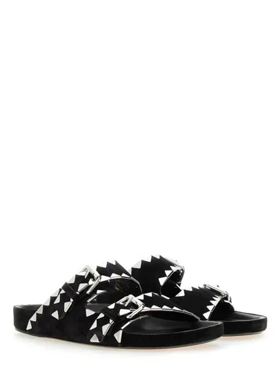 Isabel Marant Lennyo Flat Leather Sandals With Metal Accents