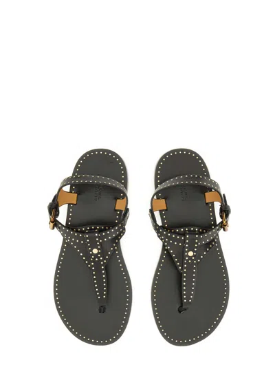 Isabel Marant Flat Thong Sandals With Metallic Studs In Black