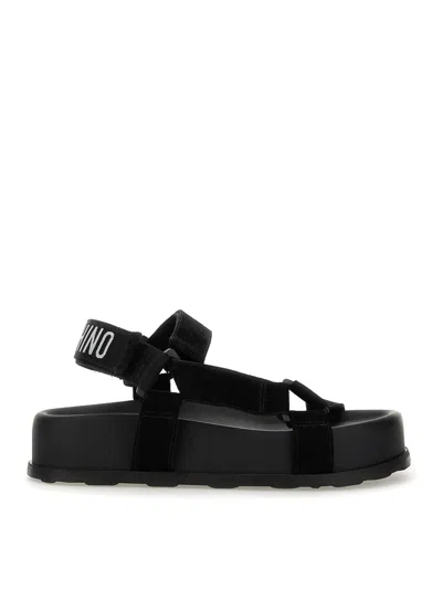Moschino Sandal With Logo In Black