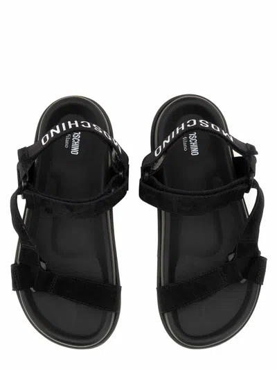Moschino Sandal With Logo In Black