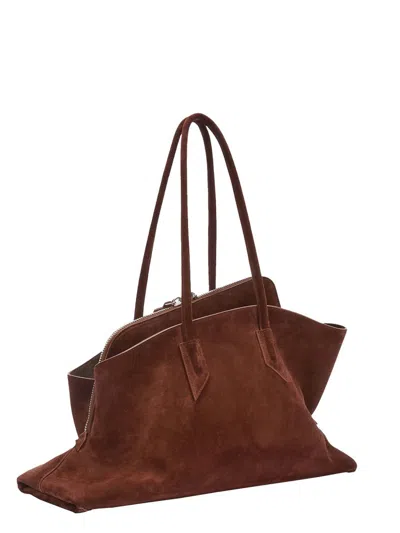 Attico Medium La Passeggiata Suede Tote Bag In Brown