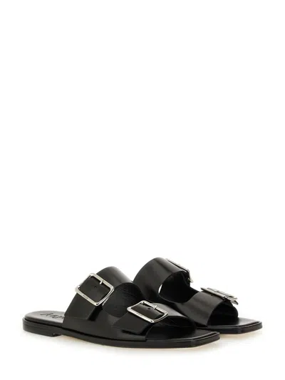 Aeyde Tonya Leather Sandals With Double Strap In Black