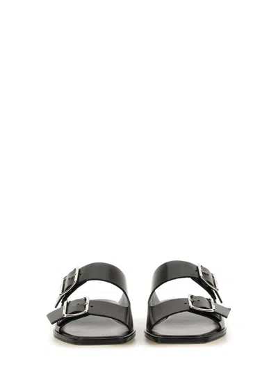 Aeyde Tonya Leather Sandals With Double Strap In Black