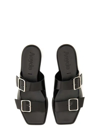 Aeyde Tonya Leather Sandals With Double Strap In Black