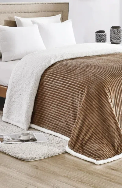Luxury Home Plush Reversible Plain Weave Corduroy Faux Shearling Throw Blanket