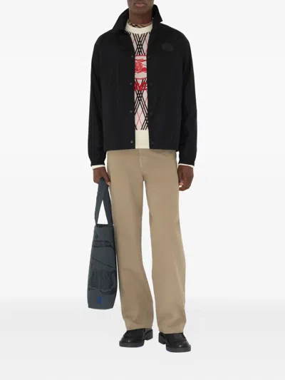 Burberry Knight Stamp Nylon Track Jacket Jackets Black