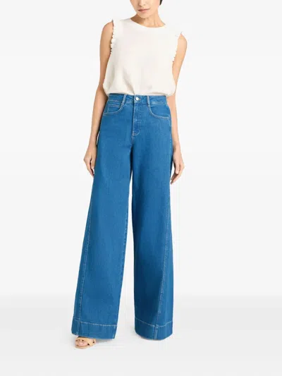 Cinq À Sept Cinq A Sept Carol Wide Leg High Waisted Jeans In Surf Blue