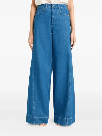 Cinq À Sept Cinq A Sept Carol Wide Leg High Waisted Jeans In Surf Blue
