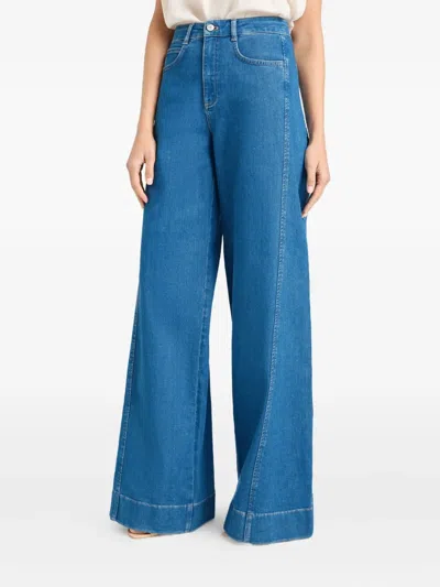 Cinq À Sept Cinq A Sept Carol Wide Leg High Waisted Jeans In Surf Blue