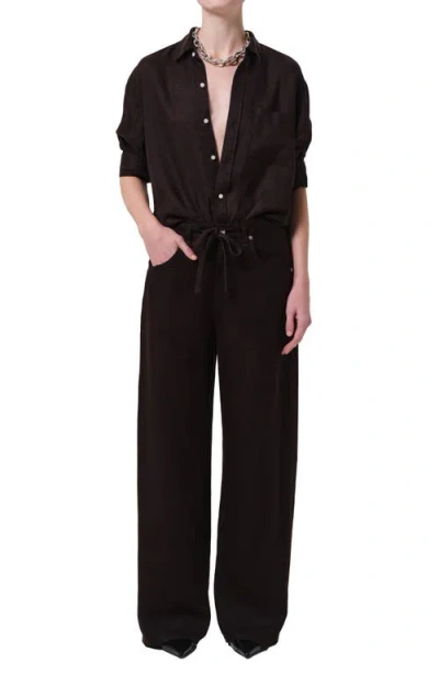 Citizen Of Humanity Citizens Of Humanity Brynn Drawstring High Waist Wide Leg Jeans In Brown