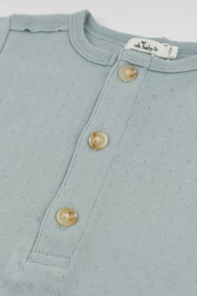 Oh Baby ! Twinkle Pointelle Raw Edge Short Button Romper