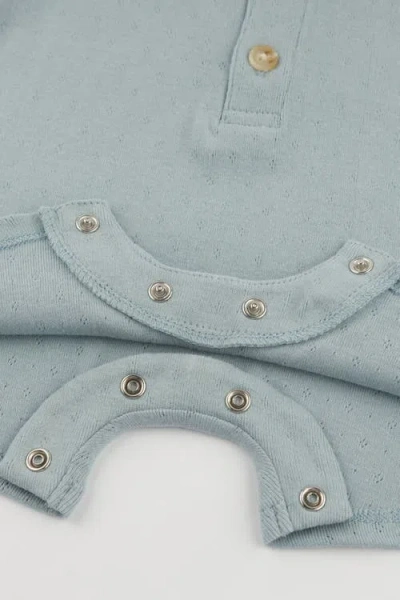 Oh Baby ! Twinkle Pointelle Raw Edge Short Button Romper