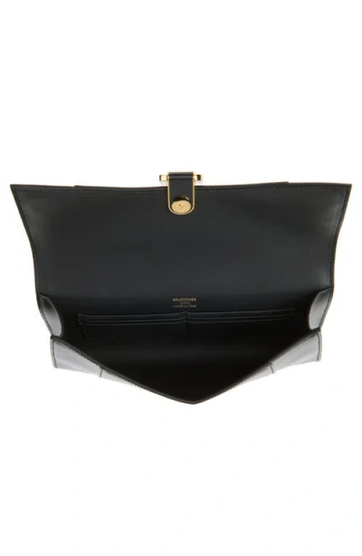 Balenciaga Hourglass Leather Top Handle Clutch In Black