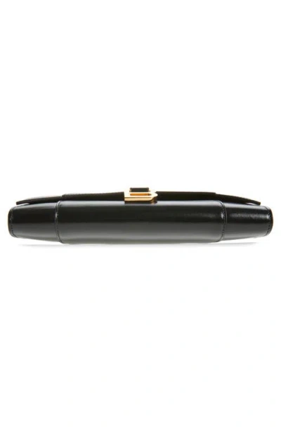 Balenciaga Hourglass Leather Top Handle Clutch In Black
