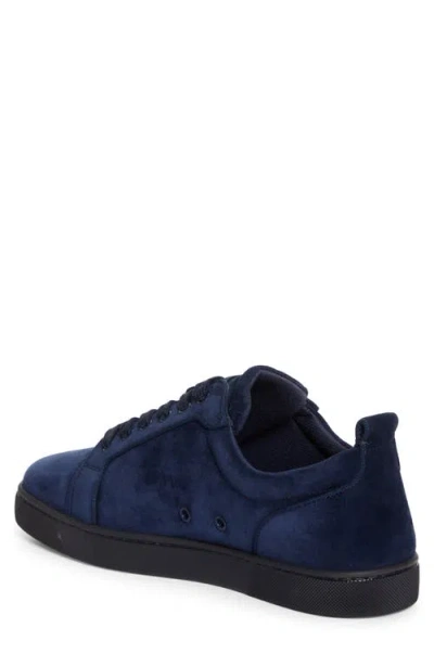 Christian Louboutin Velvet Sneakers Lace-up Eyelet Detailing In Blue