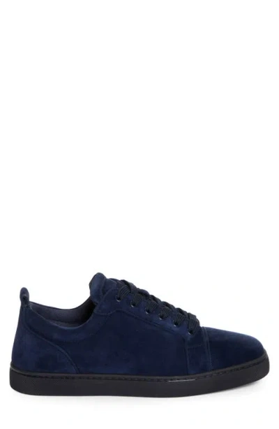 Christian Louboutin Velvet Sneakers Lace-up Eyelet Detailing In Blue