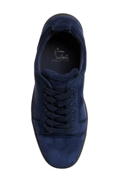 Christian Louboutin Velvet Sneakers Lace-up Eyelet Detailing In Blue