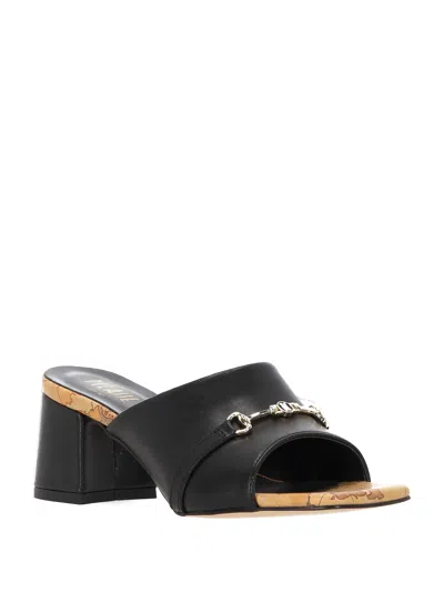 Alviero Martini Black Leather Heeled Sandals