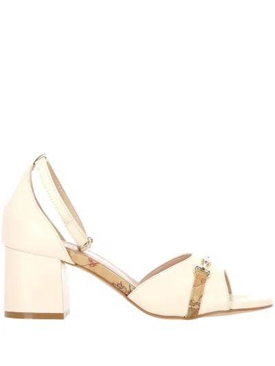 Alviero Martini White Leather Heeled Sandals