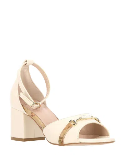 Alviero Martini White Leather Heeled Sandals