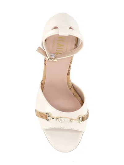 Alviero Martini White Leather Heeled Sandals