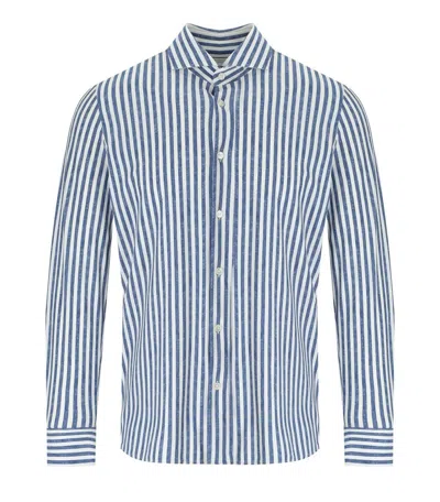 Archivium White Blue Linen Effect Shirt