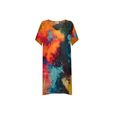 Dhara Sheth Dubai Women's Canvas & Chaos Abstract Print Sheer Short Kaftan