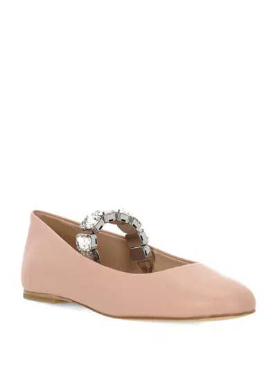 Casadei Leather Ballet Flats With Crystal Embellished Strap