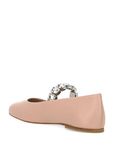 Casadei Leather Ballet Flats With Crystal Embellished Strap