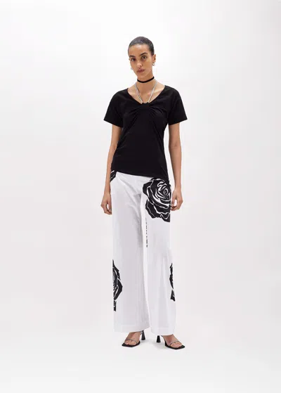 Blugirl Printed Popeline Stretch Trousers In White