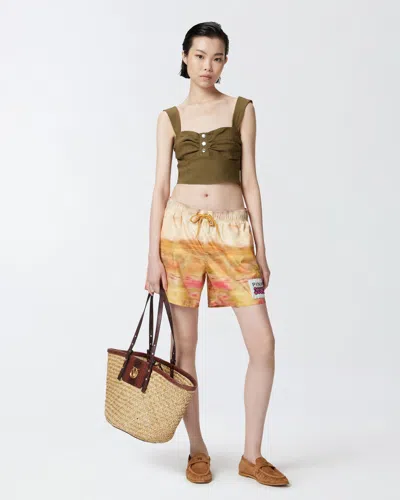 Pinko Crop Top Buttoned Front Ruched