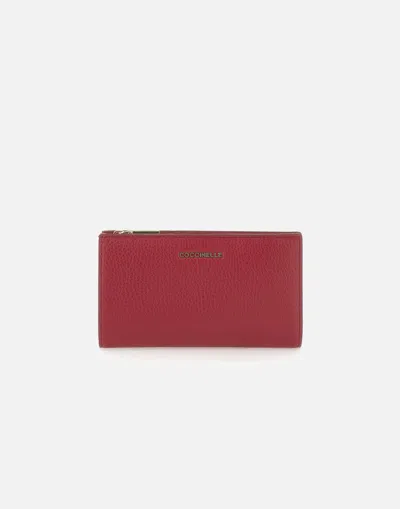 Coccinelle Dark Pink Foldover Wallet With Zipper