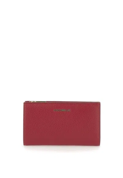 Coccinelle Dark Pink Foldover Wallet With Zipper