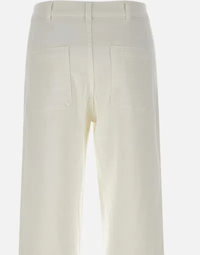 Shop Eleventy White Stretch Cotton Jeans