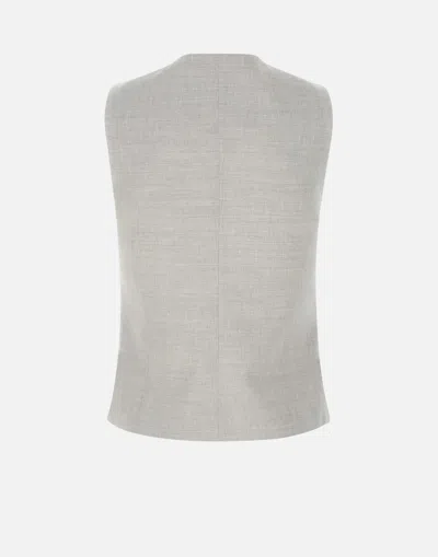 Eleventy Wool Linen Gilet In Ice Grey