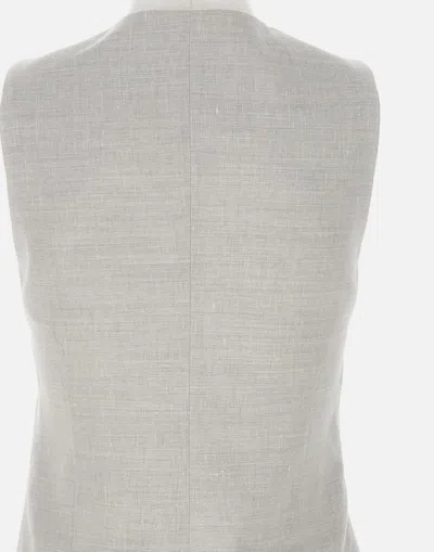 Eleventy Wool Linen Gilet In Ice Grey